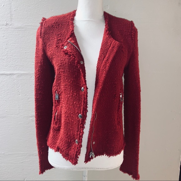 IRO red distressed tweed jacket - Picture 4 of 8